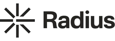 Radius company logo with a starburst symbol to the left of the text.