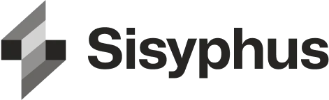 Sisyphus company logo with stylized geometric icon and text.